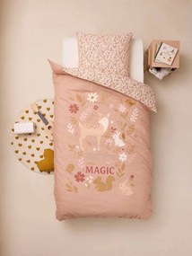 Conjunto capa de edredão e fronha para criança rosa-velho