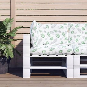 vidaXL Almofadões p/ móveis paletes 3 pcs tecido oxford padrão folhas