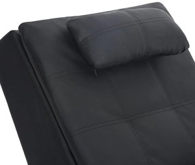 Chaise longue de massagem c/ almofada couro artificial preto