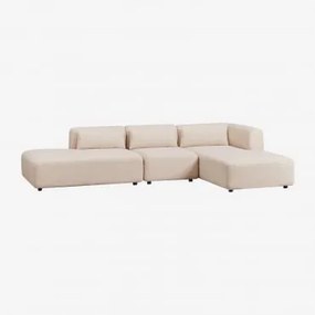 Sofá Modular Chaise Longue Direito De 3 Peças Com Chaise Lounge Fogler Chenille Creme Bege - Sklum