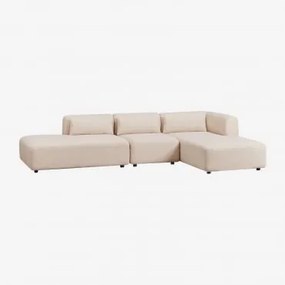 Sofá Modular Chaise Longue Direito De 3 Peças Com Divã Fogler Tecido Pele De Borrego Bege Creme - Sklum