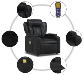 Poltrona de massagens reclinável couro artificial preto