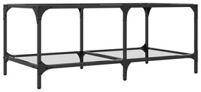 Mesa de centro c/ topo em vidro transparente 98,5x50x40 cm aço