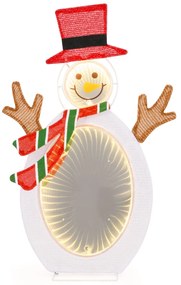 Boneco de neve Decoração de Natal pré-iluminado com 2 luzes de túnel Chapéu e Cachecol interior e exterior 42 x 30 x 64 cm branco