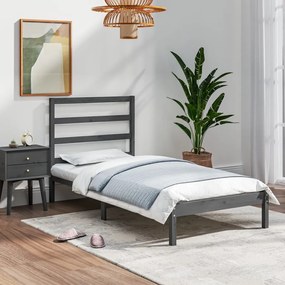 vidaXL Estrutura cama pequena solteiro 75x190 cm madeira maciça cinza
