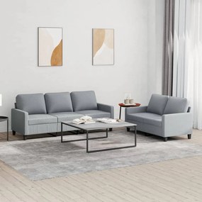 3201460 vidaXL 2 pcs conjunto de sofás com almofadões tecido cinzento-claro