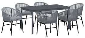 Conjunto de Jantar para Jardim Manual 7 pcs Cinzeto Grande