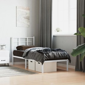 Estrutura de cama com cabeceira 75x190 cm metal branco