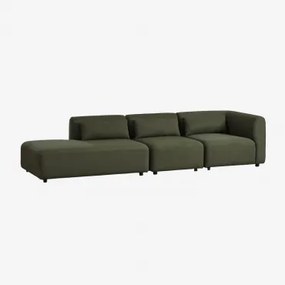 Sofá De Canto Modular Fogler De 3 Peças Com Chaise Longue Esquerda Chenille Verde Sálvia - Sklum