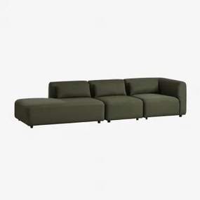 Sofá Modular De Canto Fogler De 3 Peças Com Espreguiçadeira Chenille Verde Sálvia - Sklum