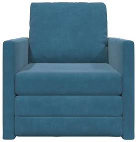 Sofá Cama 2 em 1 Azul 74x77x81 cm Veludo