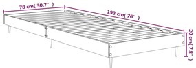 Estrutura cama 75x190 cm derivados de madeira cinzento sonoma