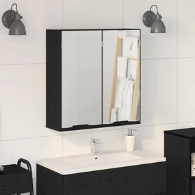 vidaXL Armário de casa de banho com espelho com porta Carvalho preto