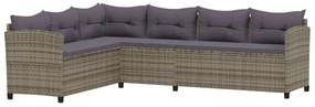 7 pcs conjunto lounge de jardim c/ almofadões vime PE cinzento