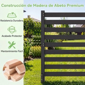 Cerca com 2 painéis em madeira de abeto, com estacas e ripas; tela de privacidade para ar condicionado; caixote do lixo 98 x 107 cm, Preto