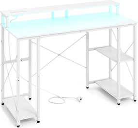 Secretária Gaming para Computador, 120 x 50 x 87 cm, Estação de Carregamento Integrada, Branco