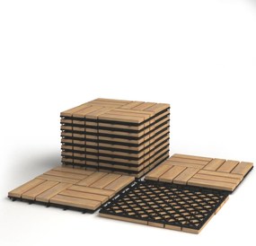 10 Azulejos de Madeira de Acácia para Pavimento de Varanda Interior e Exterior 30 x 30 x 2,5 cm  Castanho