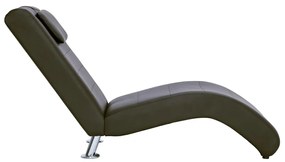 Chaise lounge com almofada couro artificial castanho