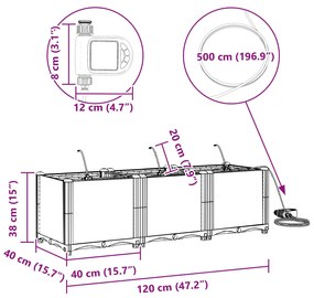 Jardineiras vidaXL com sistema de irrigação 3 pcs Cinza