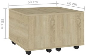 Mesa de centro 60x60x38 cm derivados de madeira carvalho sonoma