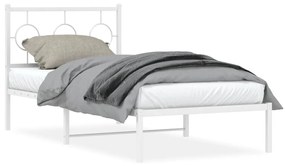 vidaXL Estrutura de cama com cabeceira 90x190 cm metal branco