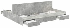 Estrado de cama com arrumação Cinzento cimento 180 x 200 cm