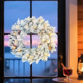 Grinalda de Natal Luminosa, 60 x 60 x 8 cm, 35 LED Branco Quente, Verde