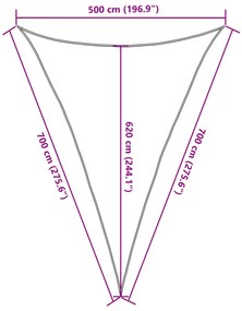 Para-sol estilo vela 160 g/m² 5x7x7 m PEAD castanho