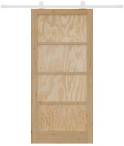 Porta de Correr com Conjunto de Ferragens 93x202 cm Madeira Maciça de