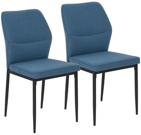 HOMCOM Conjunto de 2 Cadeiras de Jantar Modernas Cadeiras de Cozinha com Assento Acolchoado e Estofado Encosto Curvo 45x57x86 cm Azul Escuro
