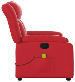 Poltrona de massagens reclinável couro artificial vermelho
