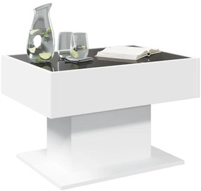 Mesa de centro c/ LEDs 70x50x45 cm derivados de madeira branco
