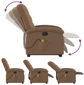 Poltrona elétrica elevatória massagens tecido castanho
