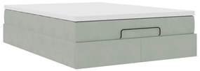 Estrutura de cama otomana com colchão 140x200 cm cinzento claro