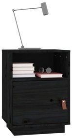 Mesas de cabeceira 2 pcs 40x34x55 cm pinho maciço preto