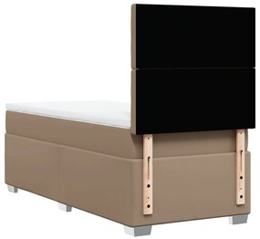 Cama com molas/colchão 100x200 cm couro artificial cappuccino