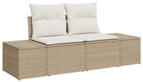 Conjunto de Sofá de Jardim de 8 Peças com Almofadas Bege de Polirattan