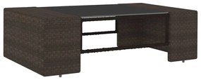 11 pcs conjunto lounge p/ jardim c/ almofadões vime PE castanho