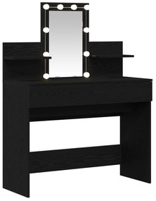 Mesa de Maquiagem vidaXL com LED Carvalho Preto 100x40x130 cm