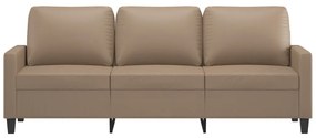 Sofá de 3 lugares 180 cm couro artificial cor cappuccino