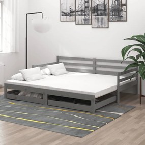 vidaXL Estrutura sofá-cama de puxar 2x(90x200) cm pinho maciço cinza