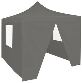 vidaXL Tenda dobrável profissional festas 4 paredes 2x2m aço antracite