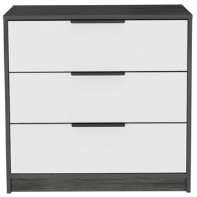 Cómoda de 3 gavetas Kaia, 68,7 cm a x 70 cm e x 41,3 cm P. branco/cinza