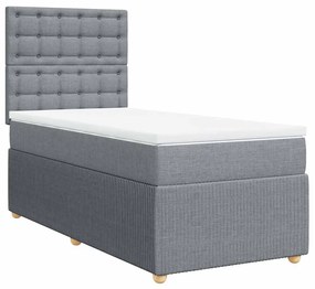 Cama com molas/colchão 90x190 cm tecido cinzento-claro