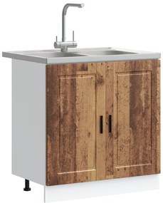 Armário de Base vidaXL "Porto" com Pia Madeira Velha 80x46x84,5 cm Mad