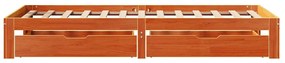 Estrutura de cama c/ gavetas 90x200cm pinho maciço castanho-mel