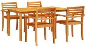 Conjunto de Jantar 5 pcs Marrom Natural 150 x 90 x 74 cm