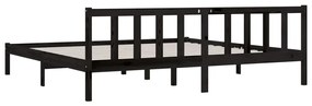 Estrutura de cama 200x200 cm madeira de pinho maciça preto