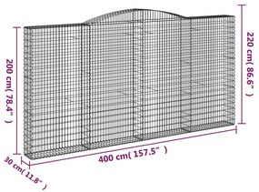 Cestos gabião arqueados 10 pcs 400x30x200/220 ferro galvanizado