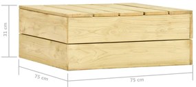 3 pcs conjunto lounge de jardim com almofadões pinho impregnado